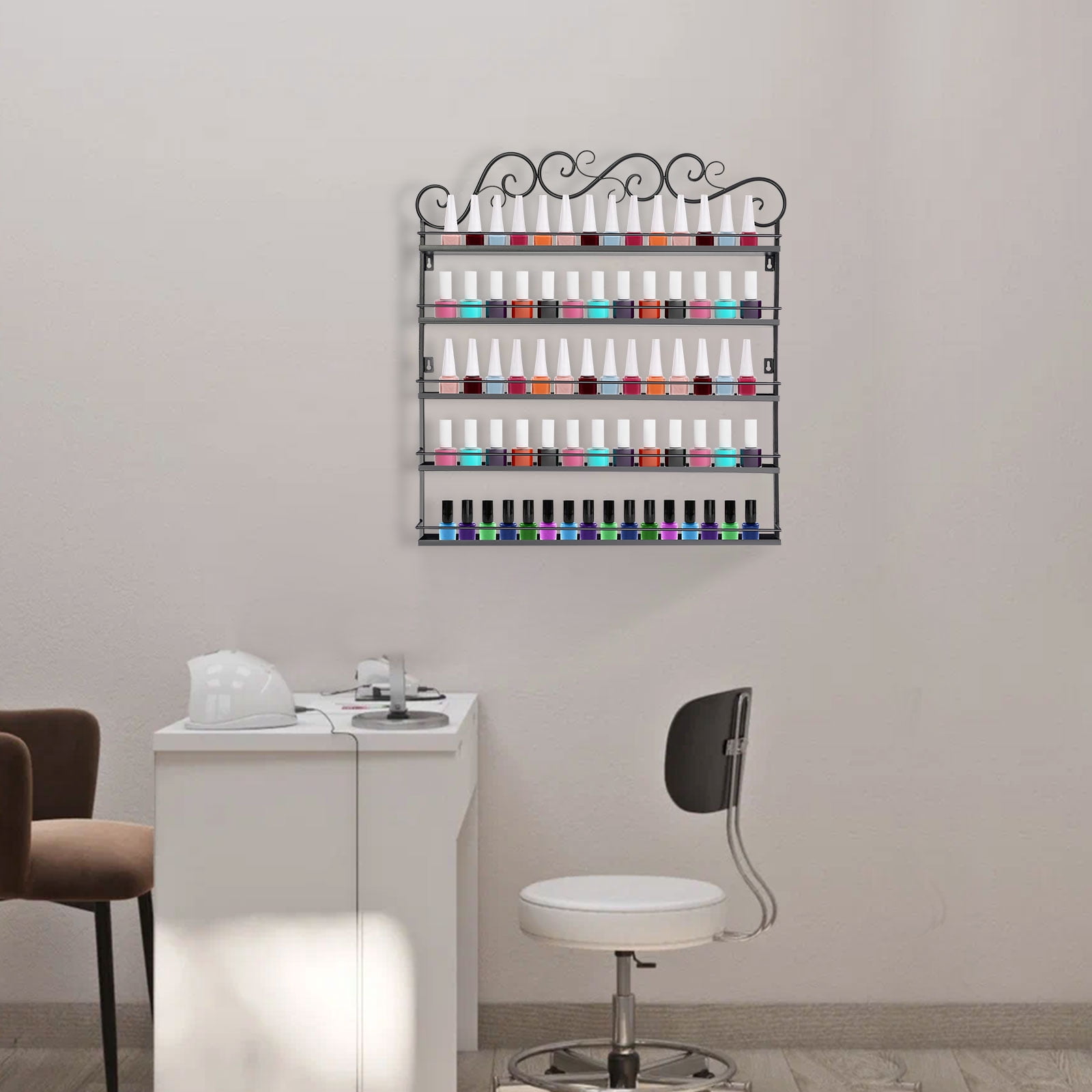 Black Nail Polish Rack Wall Mounted Display Organizer Holder Stand ...