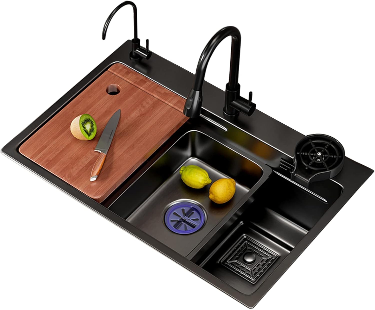 Black Nano Kitchen Sink 304 Stainless Steel Bar Sink, Single Bowl