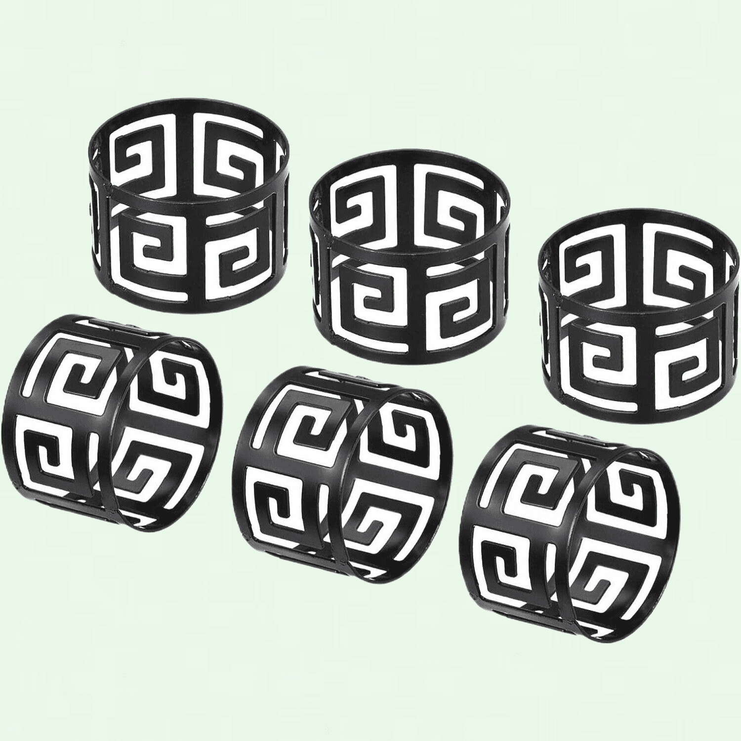 Black Napkin Rings Set of 6, Elegant Hollow Napkin Ring Holder