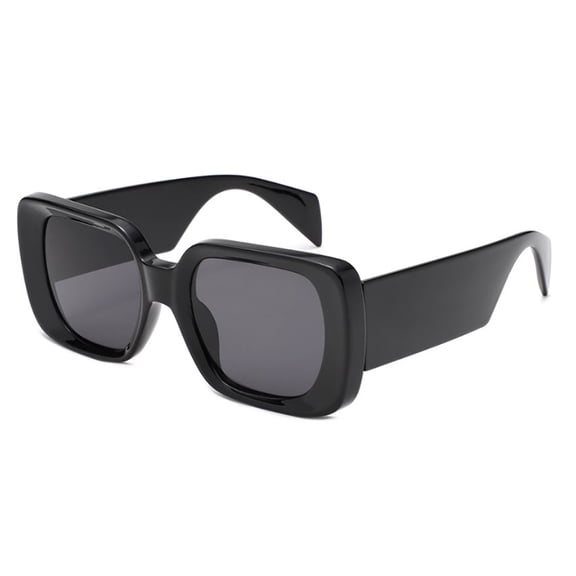 Black Narrow Frame Sunglasses - Dark Lens UV Protection Classic Minimalist Daily Eyewear