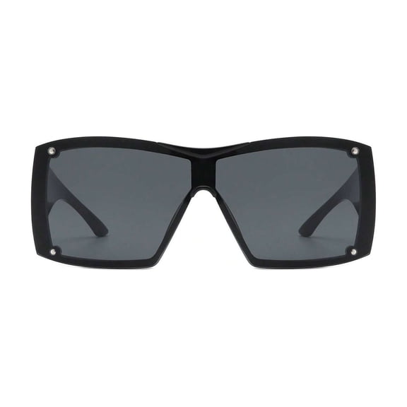 Black Narrow Square Sunglasses - Dark Lens UV Protection Classic Minimalist Daily Eyewear
