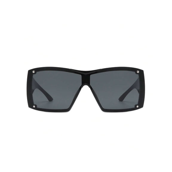 Black Narrow Square Sunglasses - Dark Lens UV Protection Classic Minimalist Daily Eyewear