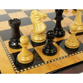 Black Natural 3 3/4" Anderssen Staunton Wood Chess Set 18" Walnut Color Board