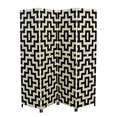 thumbnail image 1 of Black/Natural 4 Panel Room Divider, Paper Straw Weave Design, 1 of 2