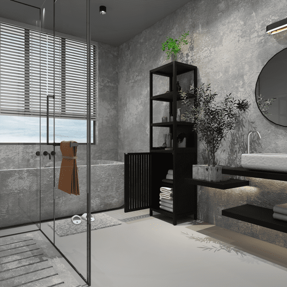 Black Natural Bamboo Tall Slim Freestanding Cabinet - 3 Tier Shelves with Shutter Door for Living Room, Kitchen, Bathroom Storage