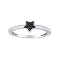 thumbnail image 1 of Black Natural Diamond Accent Star Ring For Women in 14K White Gold Plated 925 Sterling Silver Color Enhanced(0.03 Cttw,I2-I3 Clarity)-8.5, 1 of 7
