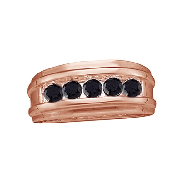 AFFY Black Natural Diamond Invisible Five-Stone Band Ring In 10k Rose Gold (1 Cttw)