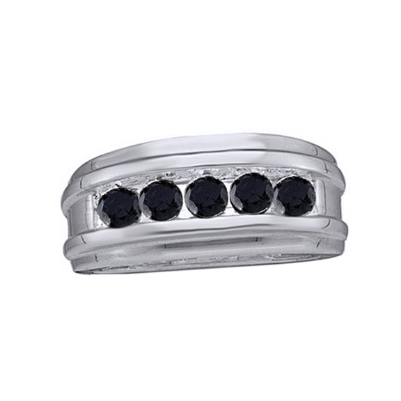 AFFY Black Natural Diamond Invisible Five-Stone Band Ring In 10k White Gold (0.5 Cttw)