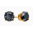 thumbnail image 1 of AFFY Black Natural Diamond Solitaire Stud Earrings In 14K Solid Yellow Gold (3 Ct), 1 of 1
