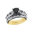thumbnail image 1 of AFFY Black Natural Diamond Vintage-Style Bridal Set In 10k Yellow Gold (1.38 Cttw), 1 of 1