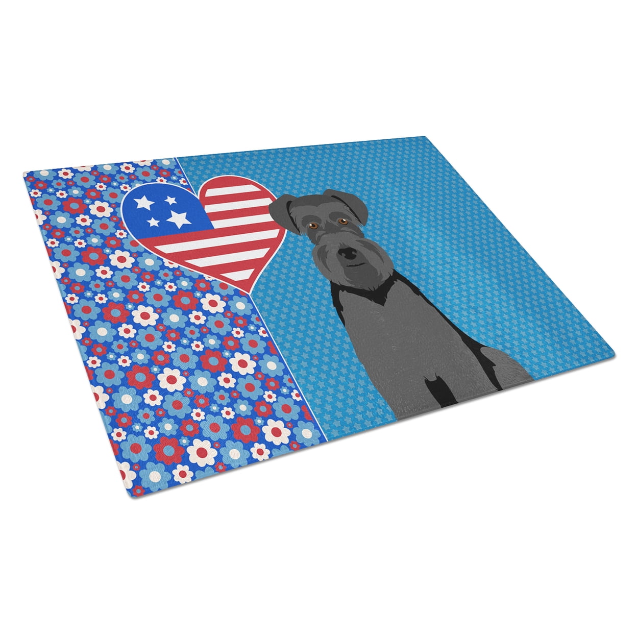 Black Natural Ears Schnauzer Glass Cutting Board Large 12 in x 15 in
