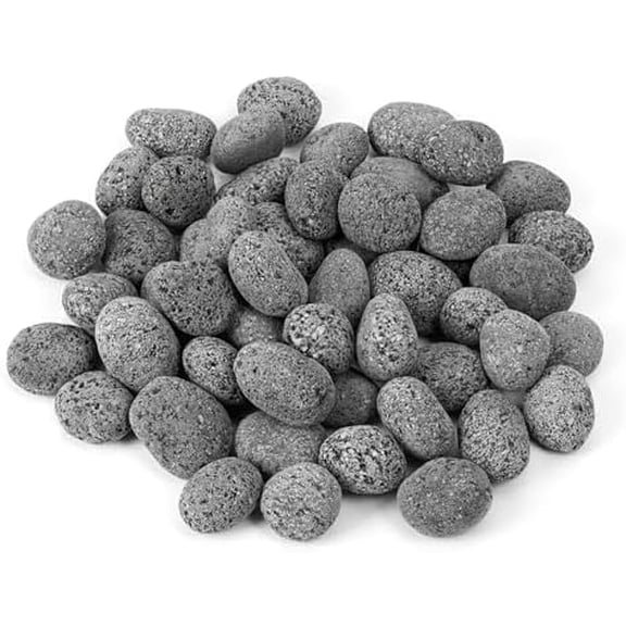 Black Natural Tumbled Stones Round Lava Rock Pebbles for Indoor Outdoor Gas Fire Pit | Fireplaces | Garden Landscaping Decoration | Cultivation of Potted Plants | 10 Pounds | 1/2-1 Inch Size