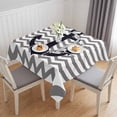 thumbnail image 1 of Black Nautical Anchor Table Cloth Waterproof Tablecloths, Gray Stripe Modern Wavy Lines Tablecloth Dining Table Cover for Kitchen Party Tabletop Outdoor, Square Tablecloth 54x54 Inch, 1 of 9