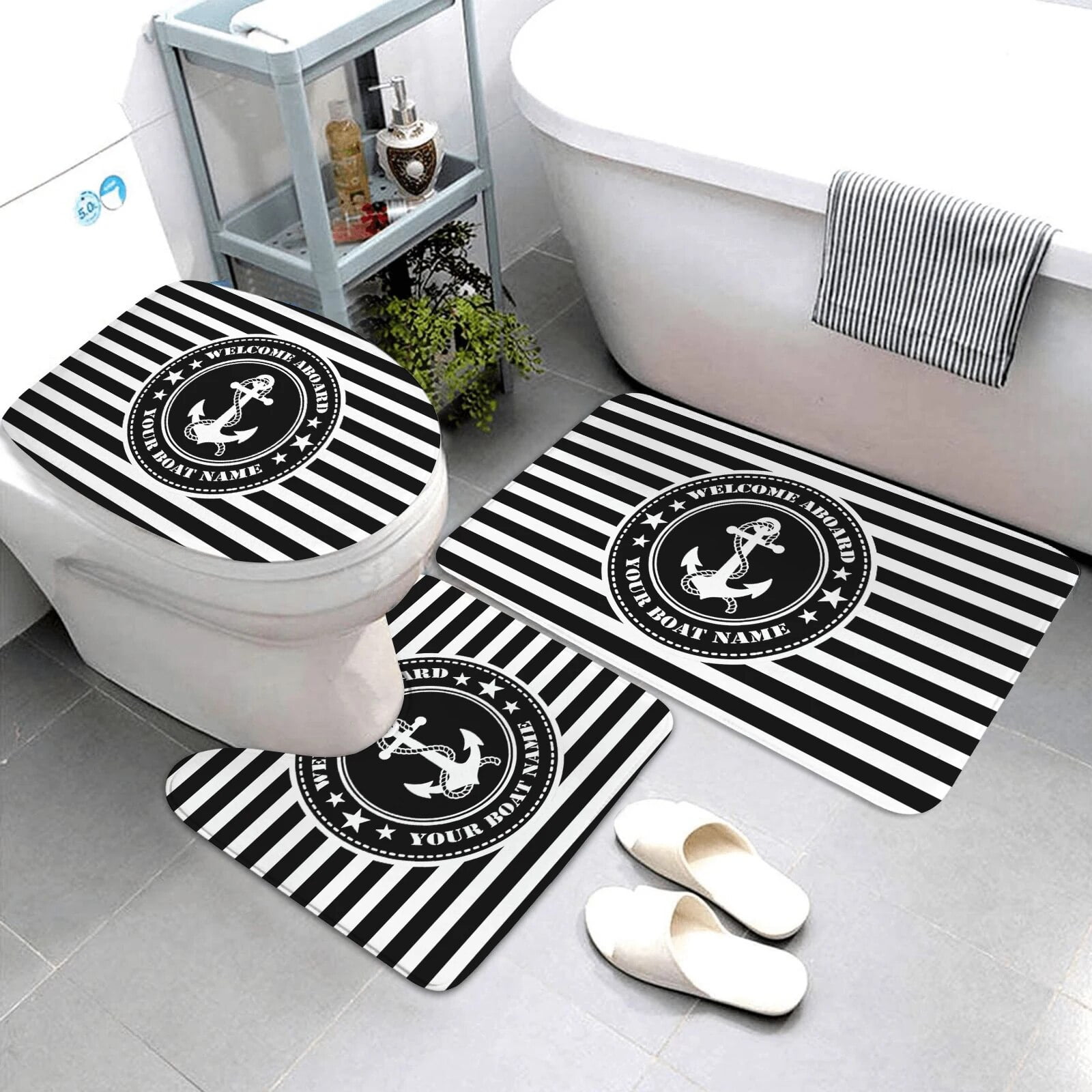 Black Nautical Collection Bathroom Mats Bathroom Products Anchor Bath