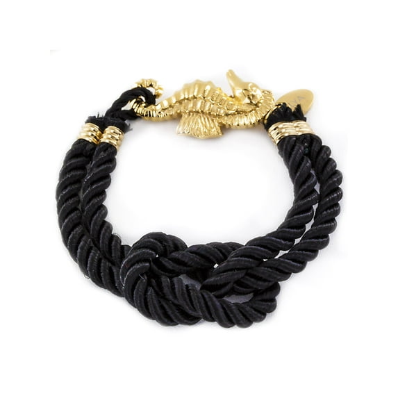 ELYA Jewelry Women's Seahorse Clasp Black Nautical Knot Cord Bracelet