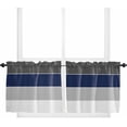 thumbnail image 1 of Black Navy Blue Gray Striped Window Tier Curtains 24 Inch Length, Abstract Gradient Stripes Rod Pocket Window Treatment Kitchen Drapes for Bedroom, Cafe, Living Room, 2 Panels, 27.5 W x 24 L, 1 of 5