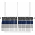 thumbnail image 1 of Black Navy Blue Gray Striped Window Tier Curtains 36 Inch Length, Abstract Gradient Stripes Rod Pocket Window Treatment Kitchen Drapes for Bedroom, Cafe, Living Room, 2 Panels, 27.5 W x 36 L, 1 of 5