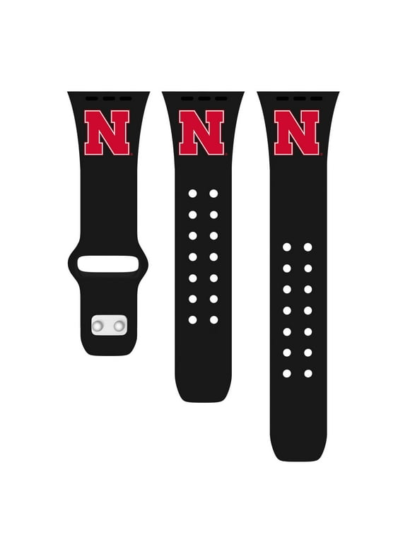 Black Nebraska Huskers Logo Silicone Apple Watch Band
