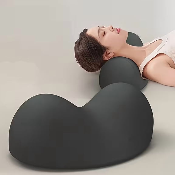 Black Neck & Spine Support Pillow, Ergonomic Cervical Contour Cushion for Side Sleepers, Posture Alignment & Sleep Aid, Hand-Washable Adult Neck Roll