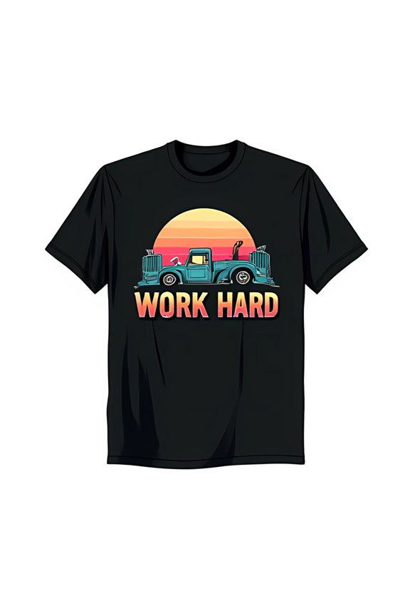 Black Neck T-Shirt with Bold Center Graphic Design Soft & Comfortable