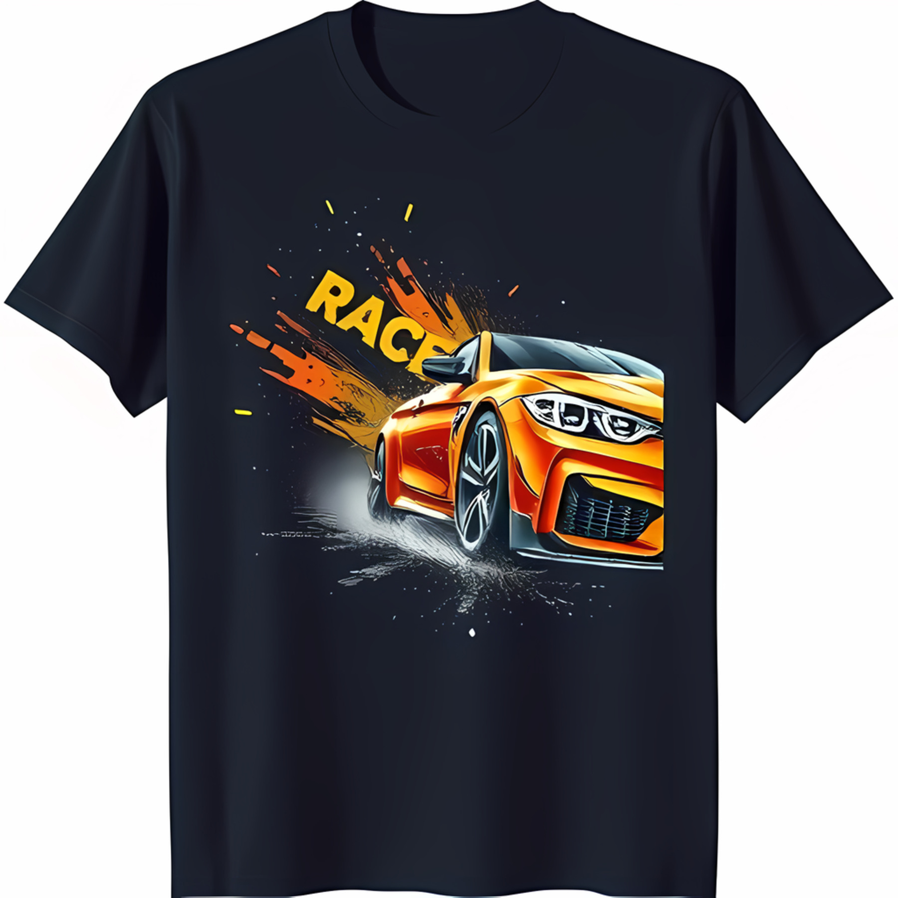 Black Neck TShirt with Bold 'LELEENTIZIA SUMIN MAGNINE STUM' Print