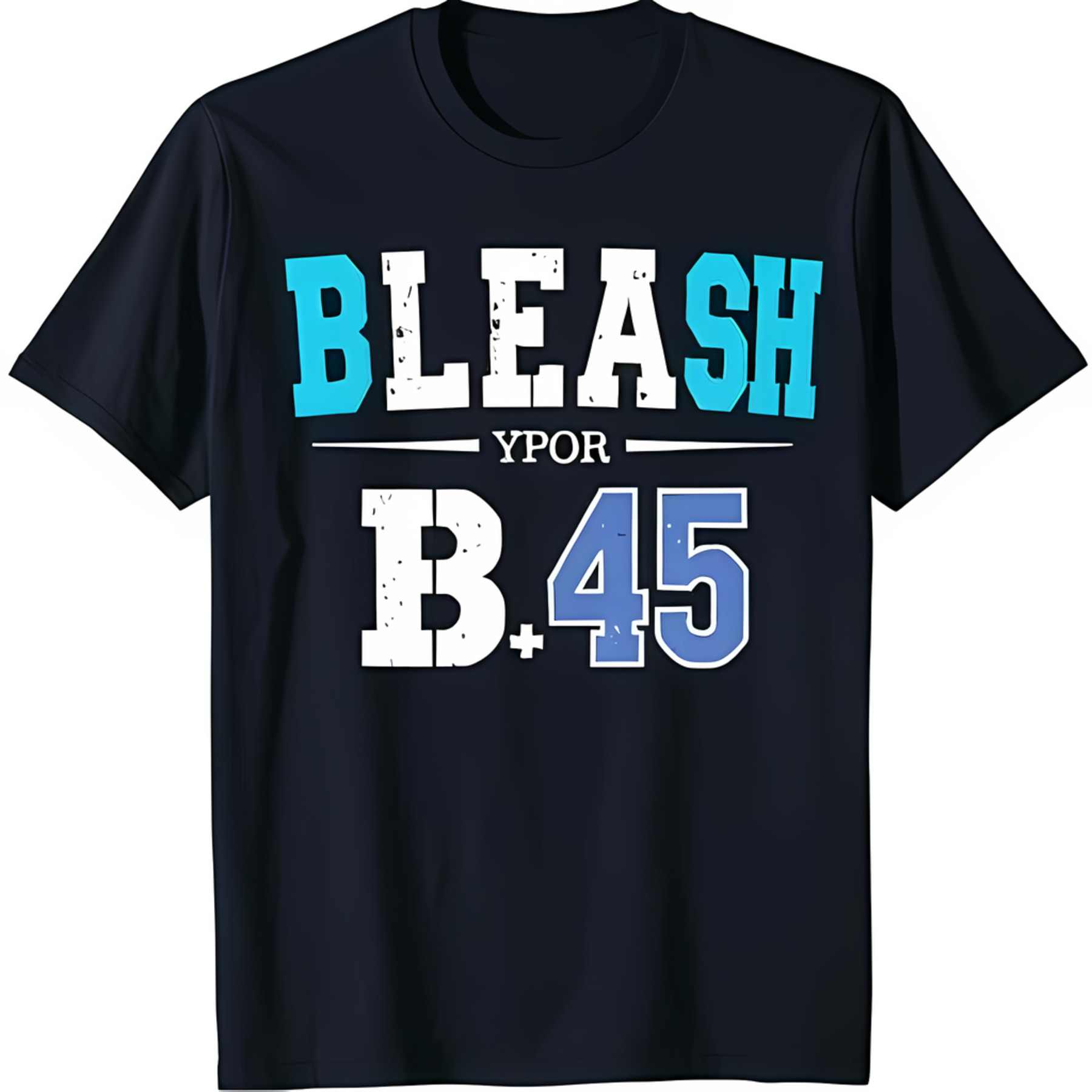 Black Neck TShirt with Centered Graphic Design Classic Fit Short