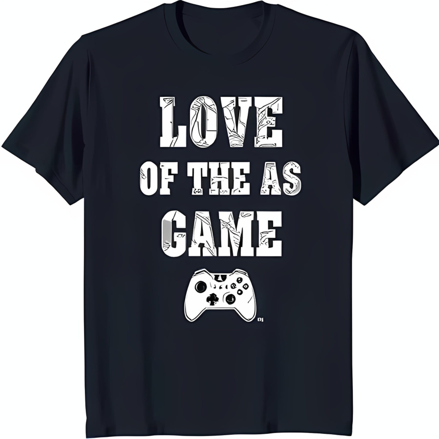 Black Neck TShirt with 'LOVE OF THE AS GAME' Graphic & Game Controller