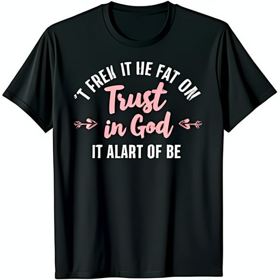Black Neck T-Shirt with Pink Trust in God Quote & Arrow Design