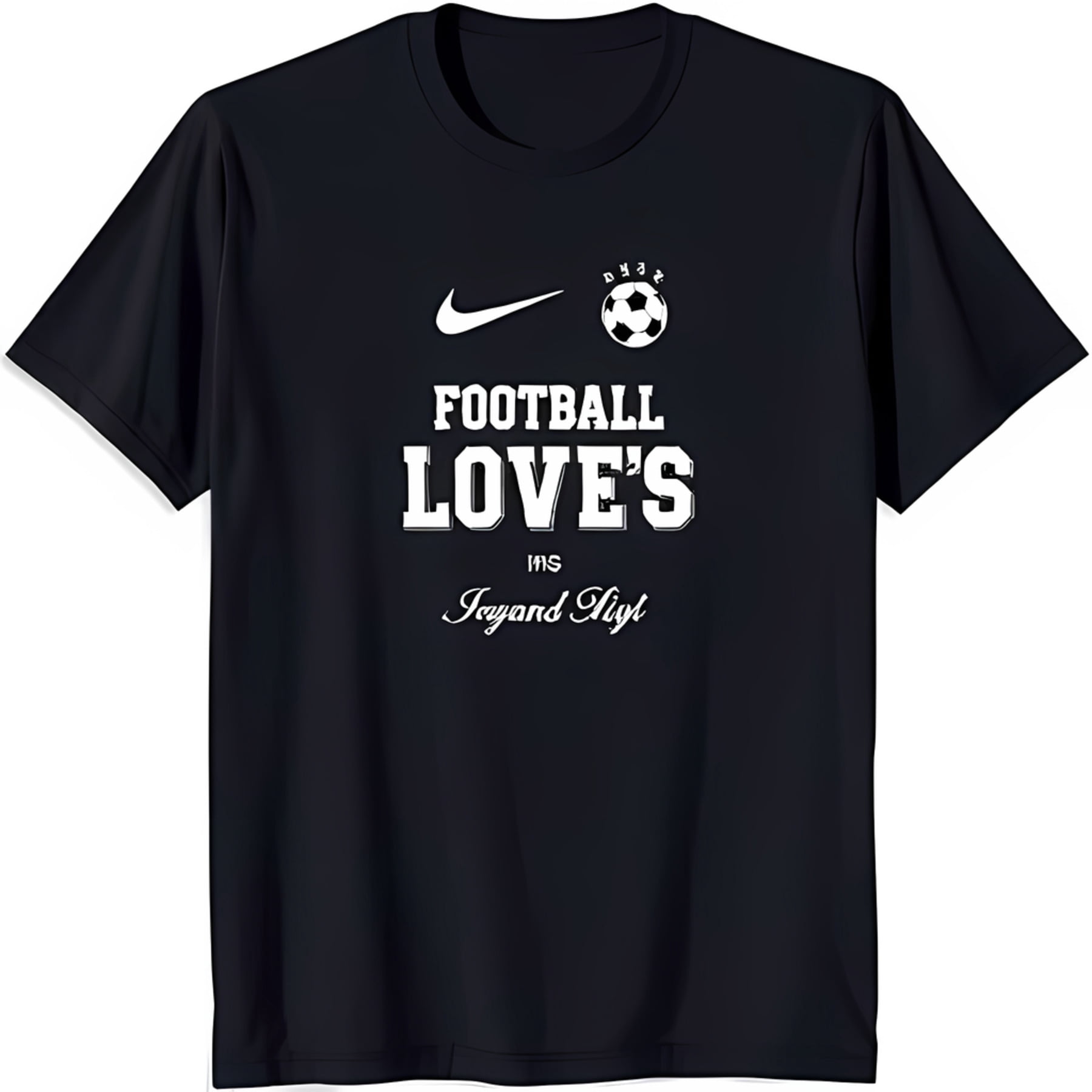 Black Neck TShirt with White & Soccer Ball Graphic