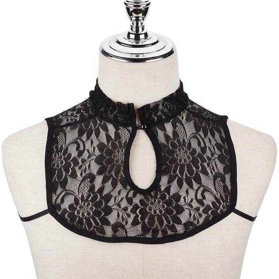 Black Neckline Trim Detachable Lady's False Collars Clothes Hollow Out Floral Lace Trim Sewing Applique Edge for DIY Women Lady Summer Dress Suit Unifor DIYm Costume Sewing DIY Garment Accessories