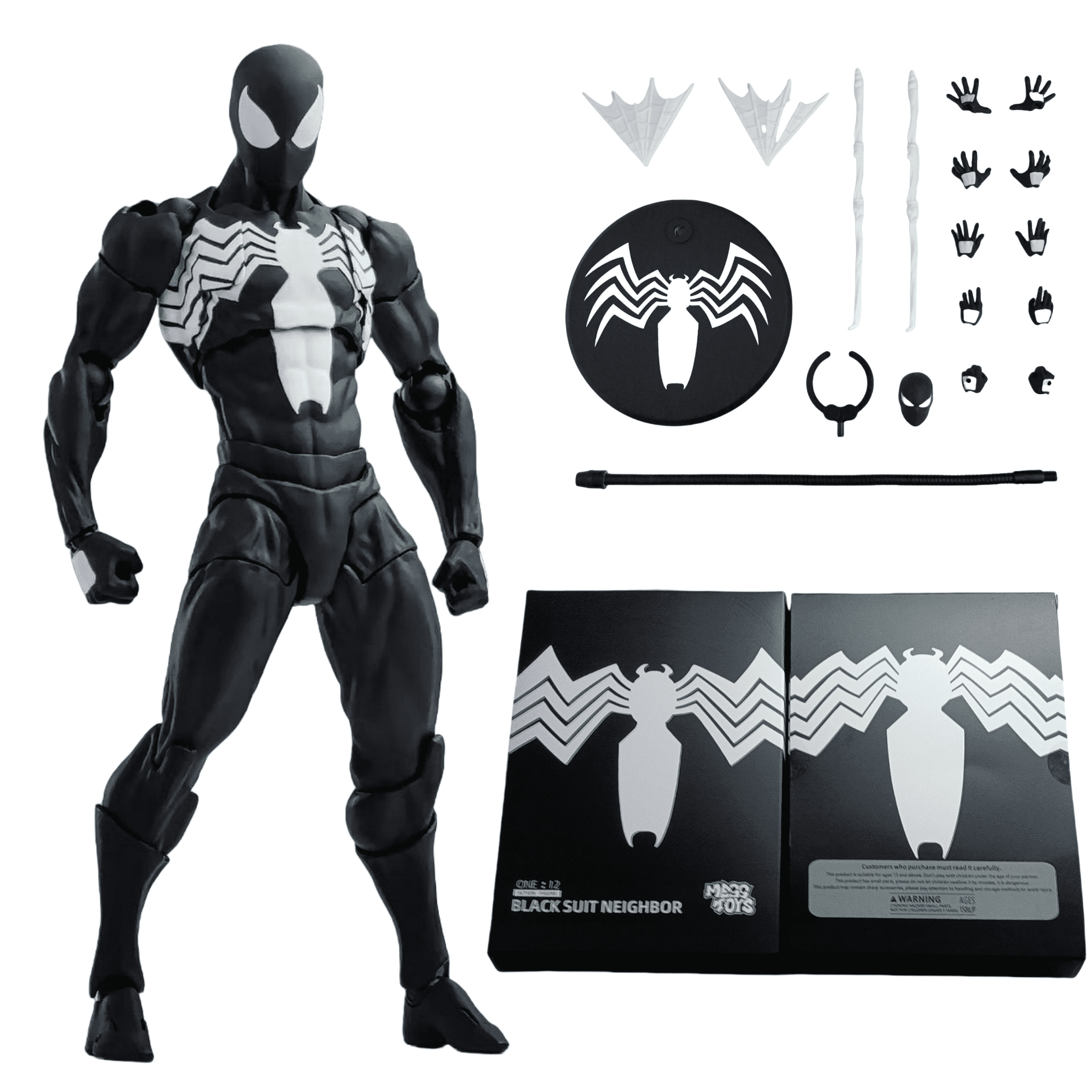 Black Neighbor Symbiote Spider - Man with Black Venom Suit, Articulated Action Figure