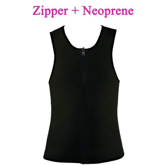 Black Neoprene Body Shaper with Zipper for Men Waist Trainer for Gym Training Workout Firms Trims Tightens Torso & Tones Muscles FREE Eyeglass Pouch by IsupportPosture (Black, Medium)