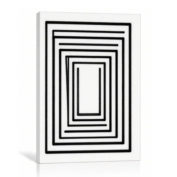Black Nested Rectangle Wall Art Modern Canvas Print Optical Geometry ...