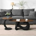 thumbnail image 1 of Black Nesting Coffee Table Set of 2, Oral and Round Coffee Table Set, Industrial Table for Living Room, Large 47.24'', Small 19.69'', 1 of 9