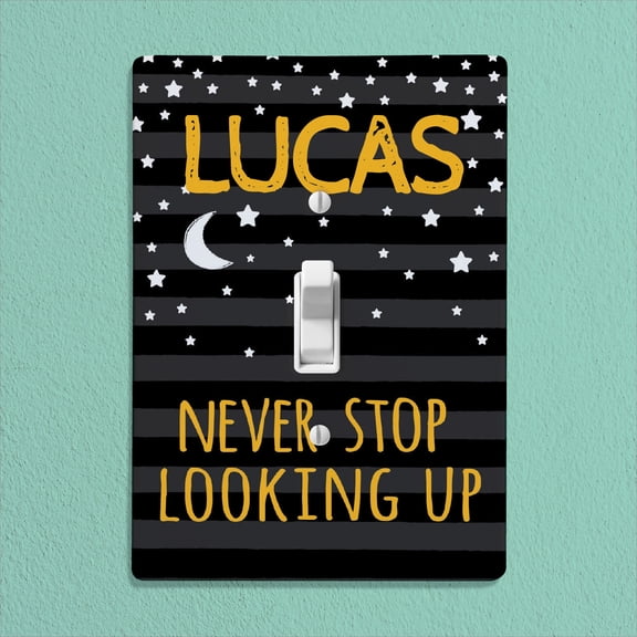 Black Never Stop Looking Up Kids Light Switch Cover