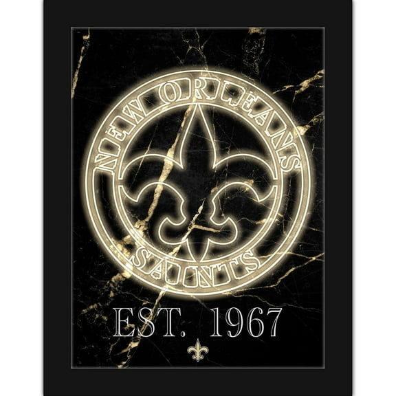 Black New Orleans Saints 12'' x 16'' Framed Circle Logo Print