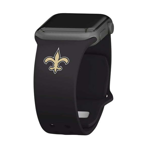 Black New Orleans Saints Logo Silicone Apple Watch Band
