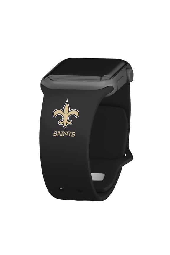 Black New Orleans Saints Silicone Apple Watch Band