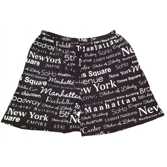 Black New York Boxer Shorts NYC Pajama Souvenir Gift Adult Unisex Large