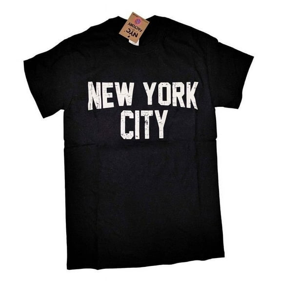 Black New York City Unisex T-Shirt Men's Distressed Screenprinted Cotton Tee