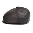 thumbnail image 1 of Black Newsboy Cap Men Winter Flat Hat Real Leather Cowhide Retro Thicken Warm Casual Male Octagonal Cap ,Classic Design, 1 of 2
