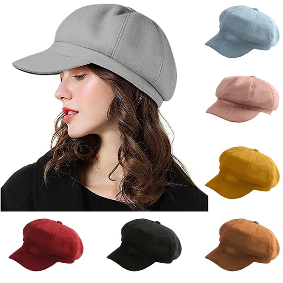 Black Newsboy Cap for Men Polyester Classic Herringb One Tweed Flat Cap Irish Beret Hat for Cabbie Driving Hunting Retro Autumn Winter Warm Hat M