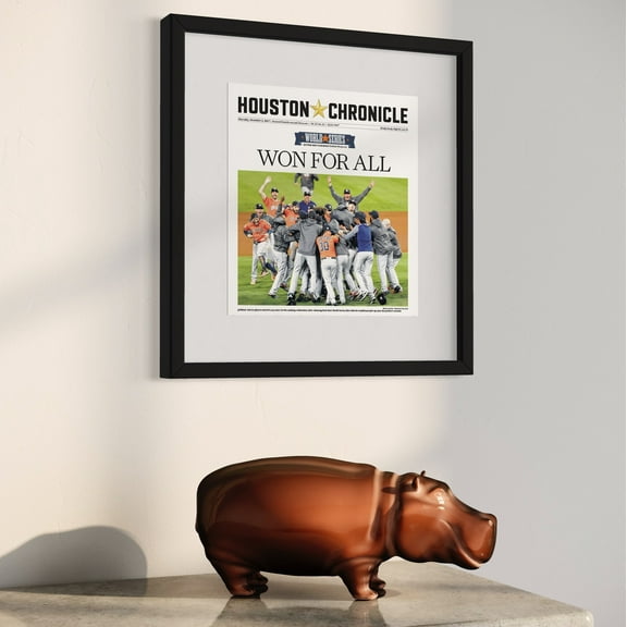 Black Newspaper Frame with Mat - Made to Display Media Measuring 11x12 inches