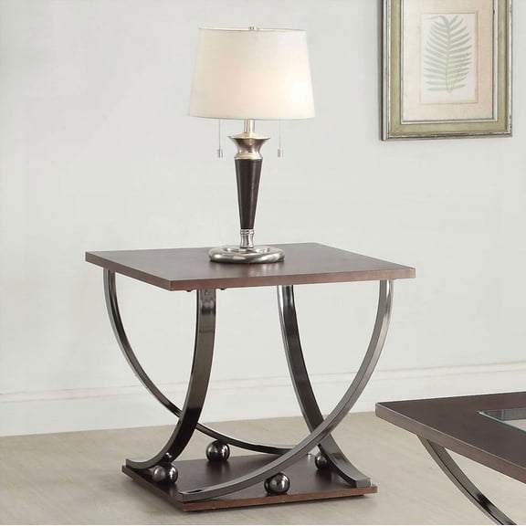 Black Nickel End Table with Bottom Shelf - Compact & Stylish Furniture for Any Space