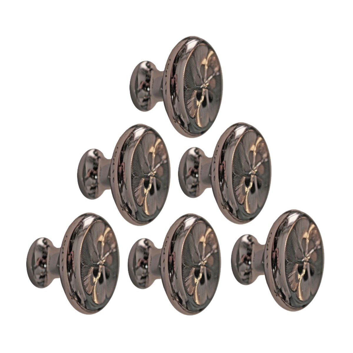 Black Nickel Floral Round 1.25'' Kitchen Cabinet Doorknob Brass Pull Handles w/Screws Renovators Supply - Set of 6