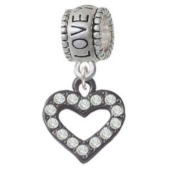 Black Nickel Plated Crystal Open Heart - Love You More Charm Bead
