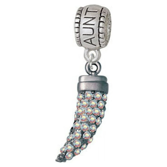 Black Nickel Tone Large AB Crystal Sabre Tooth - Aunt Charm Bead