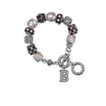thumbnail image 1 of Black Nickeltone Crystal Initial - B - Beaded Border - Black Pebble Bead Charm Bracelet, 1 of 1