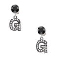 thumbnail image 1 of Delight Jewelry Black Nickeltone Crystal Initial - G - Beaded Border - Black Crystal Clip on Earrings, 1 of 5