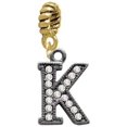 thumbnail image 1 of Black Nickeltone Crystal Initial - K - Beaded Border - Goldtone Charm Bead, 1 of 1